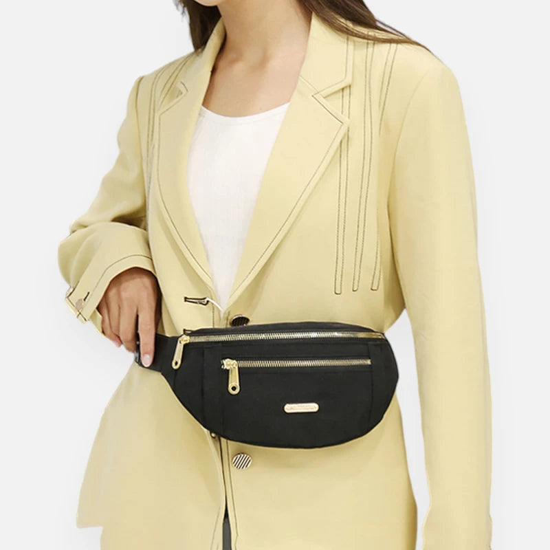 Sac banane tissu à fermeture doré Chantal