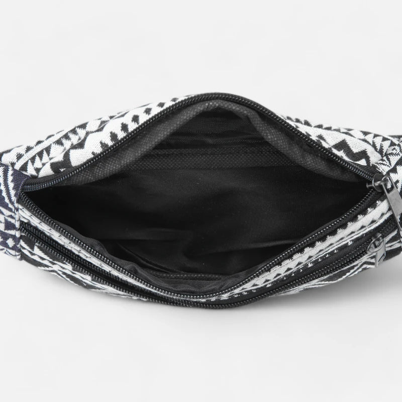 Sac banane tissu noir et blanc vintage Germaine