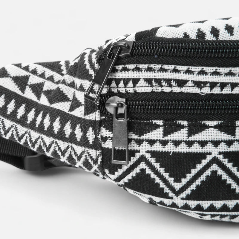 Sac banane tissu noir et blanc vintage Germaine