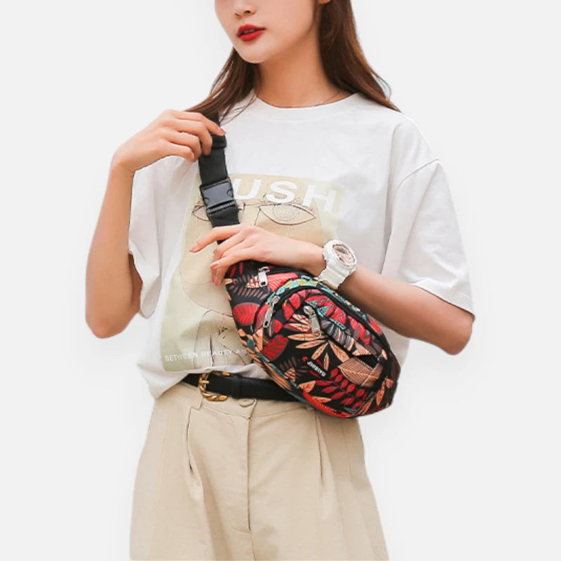 Sac banane tissu à motif feuillage tendance Paulette