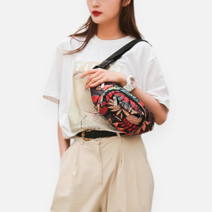 Sac banane tissu à motif feuillage tendance Paulette