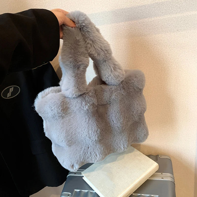 Sac à main bandoulière en peluche duveteuse pour femme Pénélope