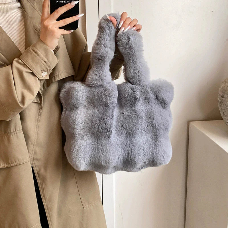 Sac à main bandoulière en peluche duveteuse pour femme Pénélope