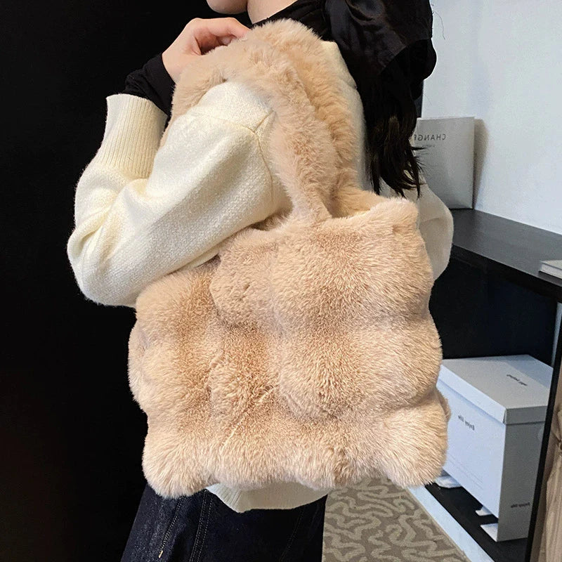 Sac à main bandoulière en peluche duveteuse pour femme Pénélope