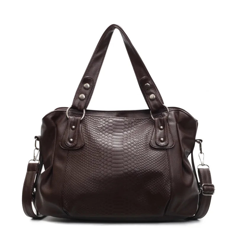 Grand sac à main bandoulière de cours imitation croco Manon