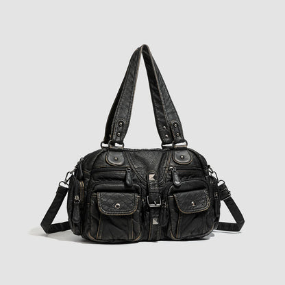 Grand sac à main de cours rétro multipoches à bandoulière Castille