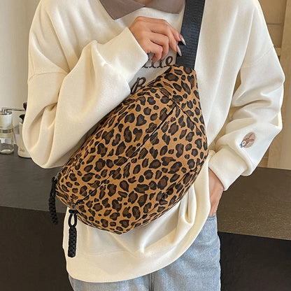 Sac banane vintage en toile léopard avec bandoulière réglable Cyrielle