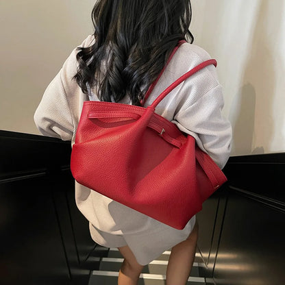 Grand sac à main cabas de cours bandoulière épaule besace au design lychee Ambre