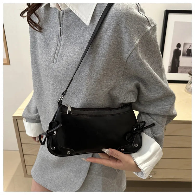 Petit sac à main bandoulière épaule rétro à double nœud et motif léopard Léa