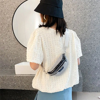 Sac banane à bandoulière avec strass et chaîne argentée Clothilde