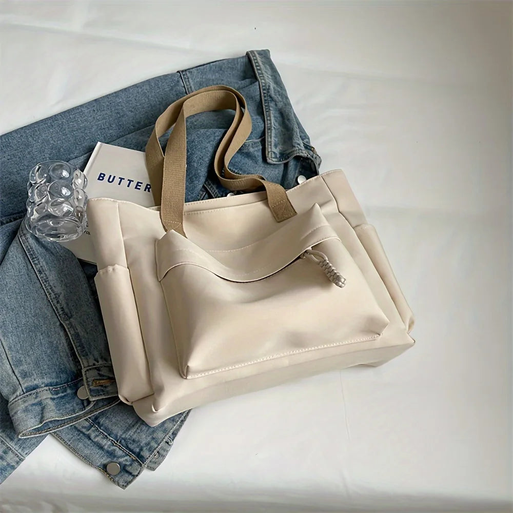 Grand sac à main cabas multipoches en toile Romane