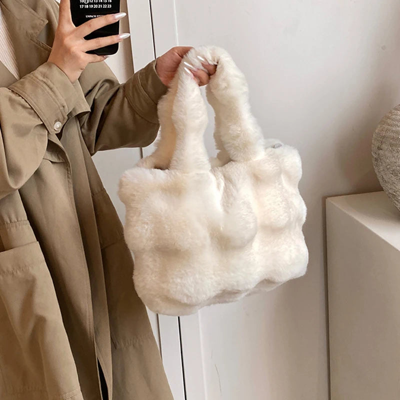 Sac à main bandoulière en peluche duveteuse pour femme Pénélope