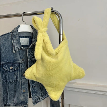 Grand sac à main cabas en peluche imprimé léopard et étoile Stella