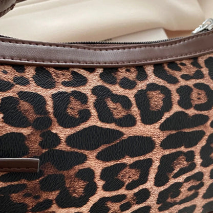 Petit sac à main bandoulière épaule rétro à double nœud et motif léopard Léa