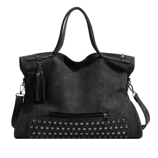 Grand sac à main bandoulière avec dessous clouté et charms pompon Giulia