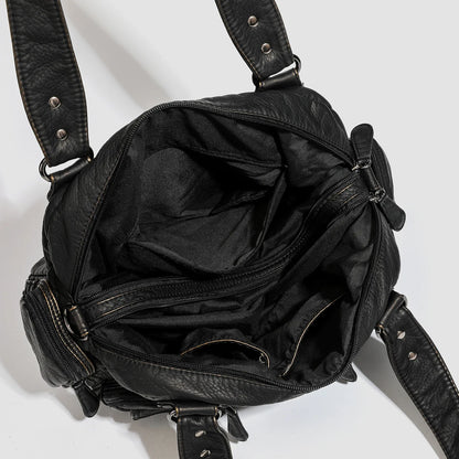 Grand sac à main de cours rétro multipoches à bandoulière Castille