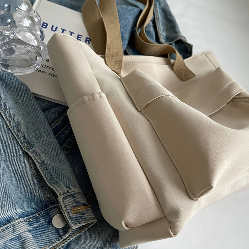 Grand sac à main cabas multipoches en toile Romane