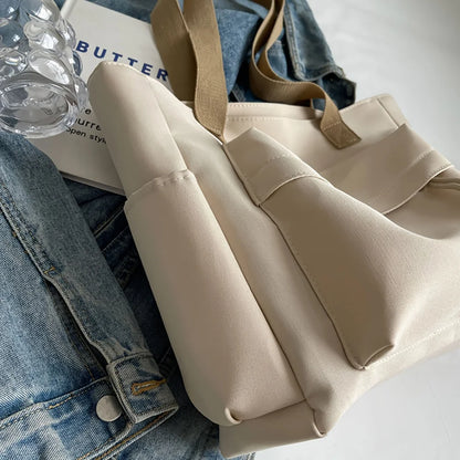 Grand sac à main cabas multipoches en toile Romane