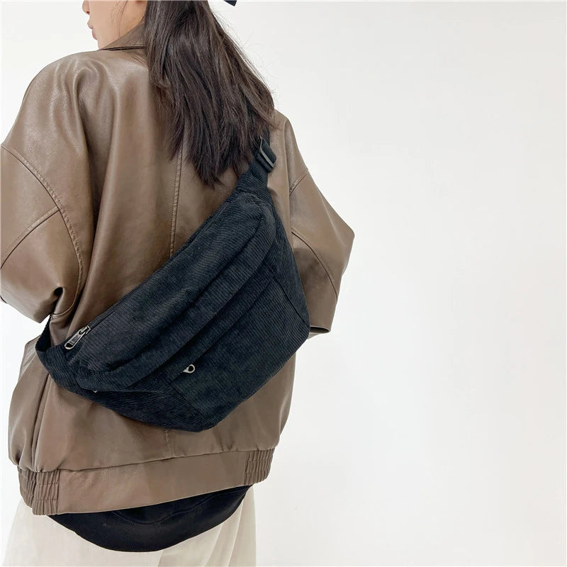 Sac banane XL en velours côtelé Iris