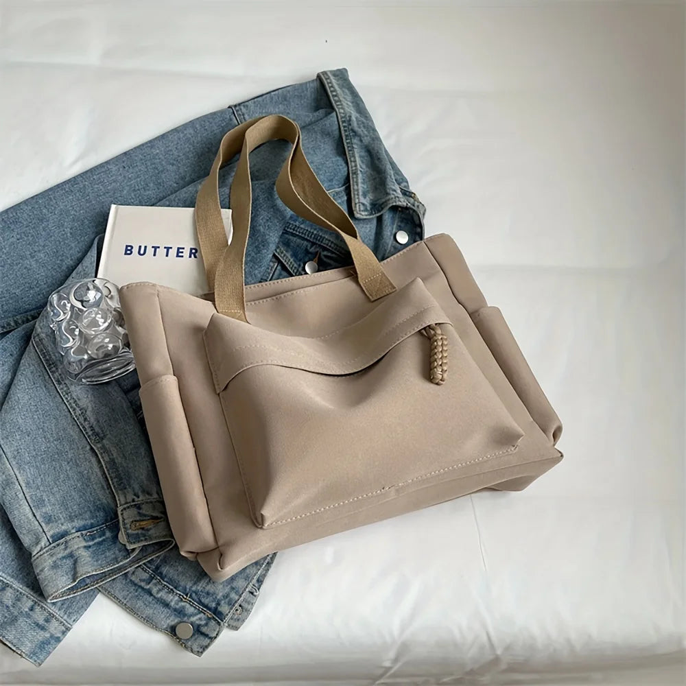 Grand sac à main cabas multipoches en toile Romane