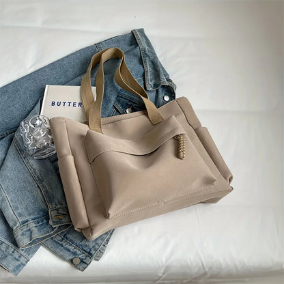 Grand sac à main cabas multipoches en toile Romane