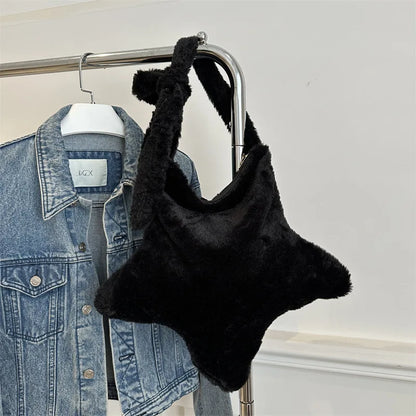 Grand sac à main cabas en peluche imprimé léopard et étoile Stella