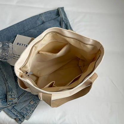 Grand sac à main cabas multipoches en toile Romane