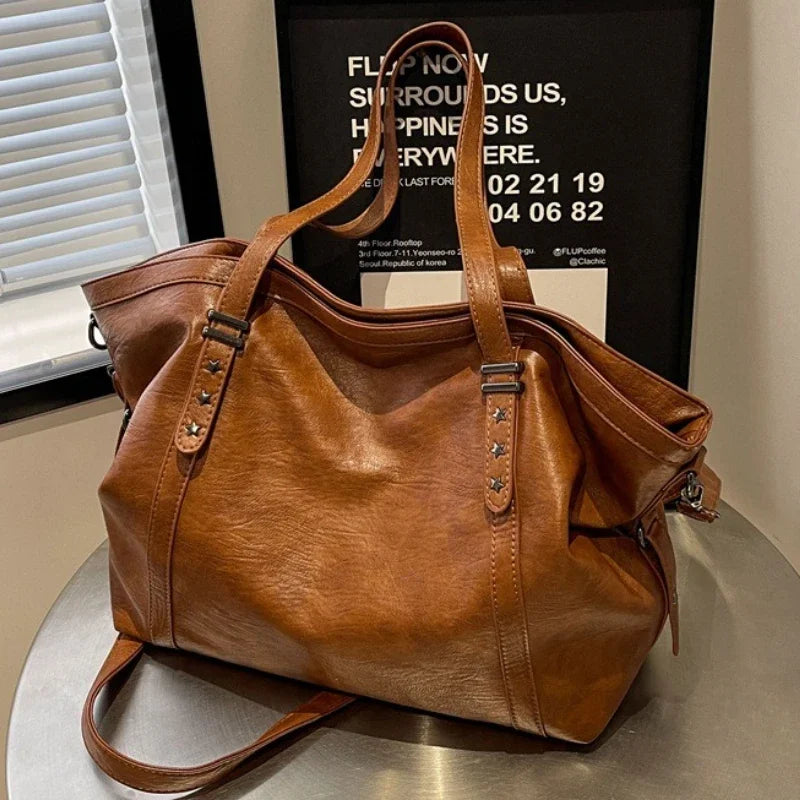 Grand sac à main cabas de cours souple avec bandoulière Sofia