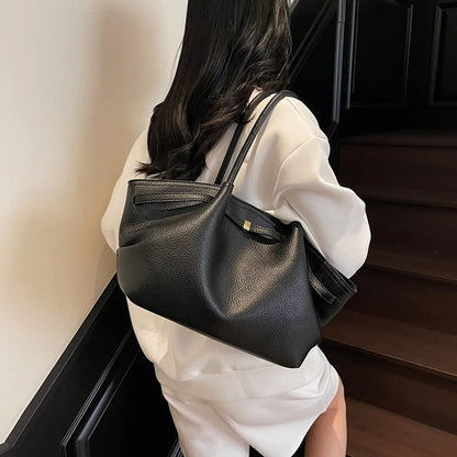 Grand sac à main cabas de cours bandoulière épaule besace au design lychee Ambre