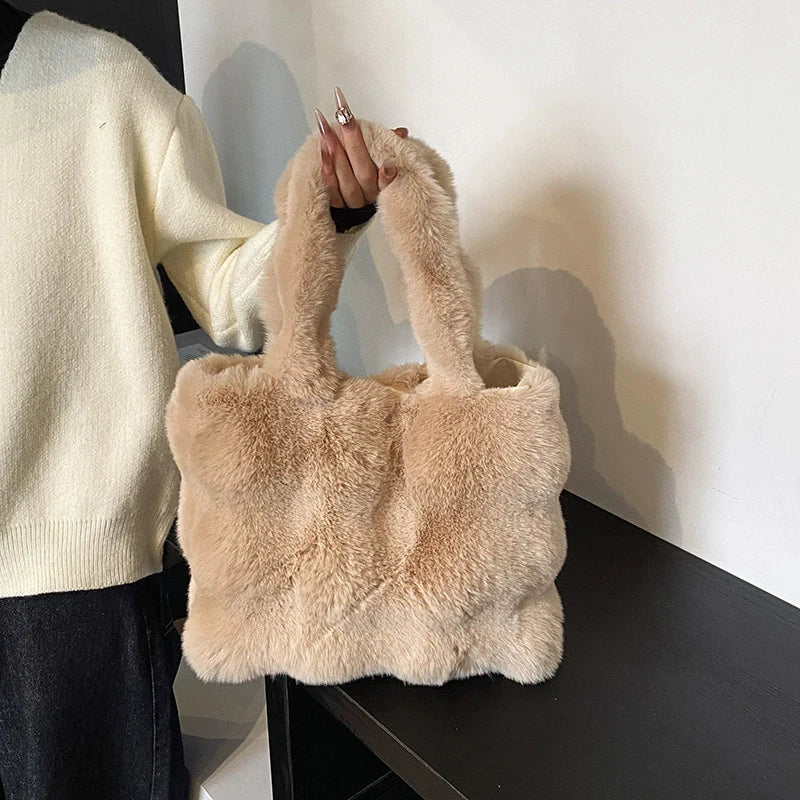 Sac à main bandoulière en peluche duveteuse pour femme Pénélope