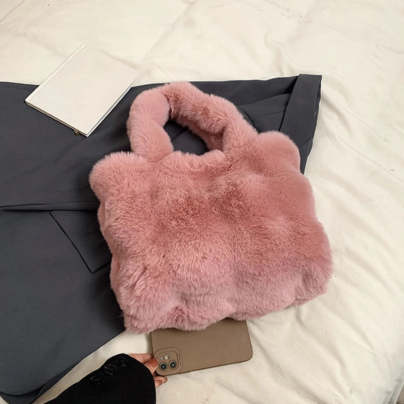 Sac à main bandoulière en peluche duveteuse pour femme Pénélope