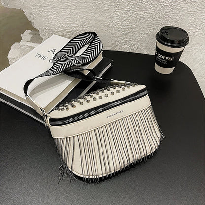 Grand sac banane bandoulière avec strass Solène