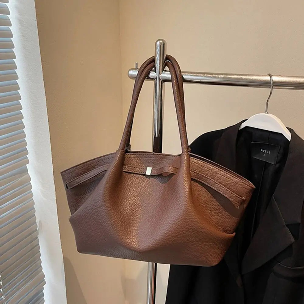 Grand sac à main cabas de cours bandoulière épaule besace au design lychee Ambre