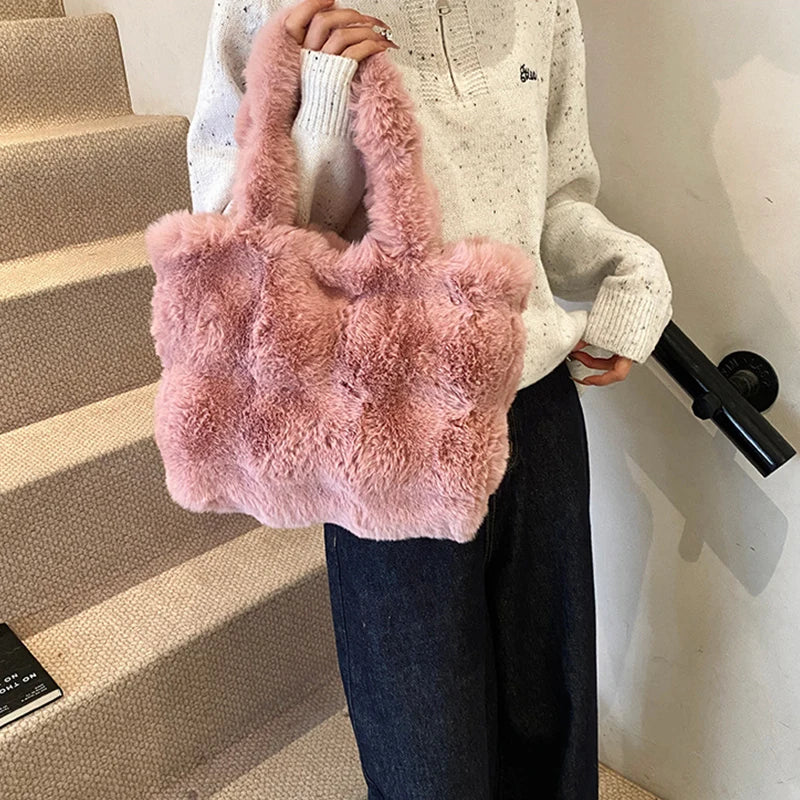 Sac à main bandoulière en peluche duveteuse pour femme Pénélope