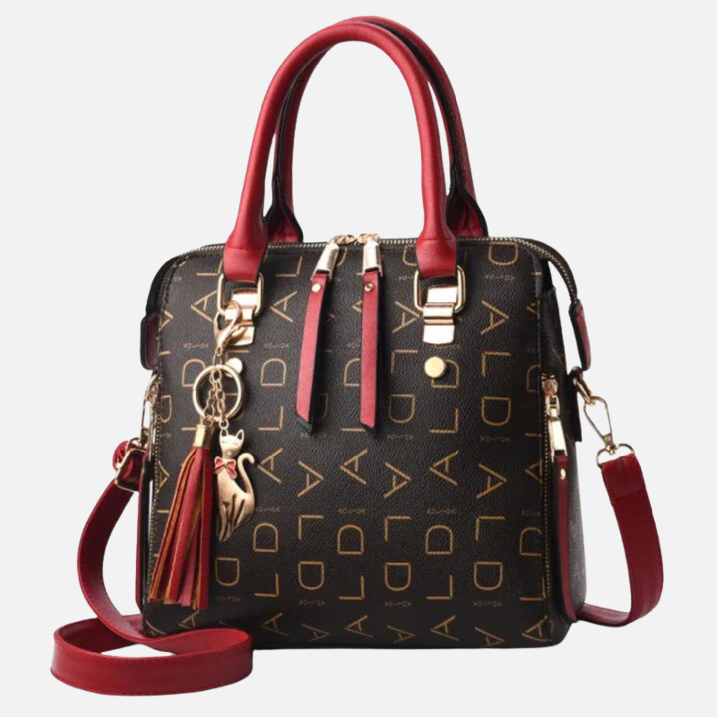 Sac à main bandoulière avec son charms chat doré Beatrice