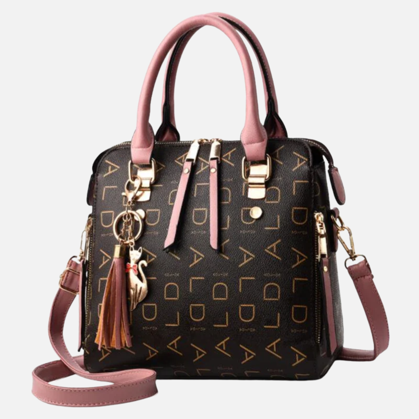 Sac à main bandoulière avec son charms chat doré Beatrice