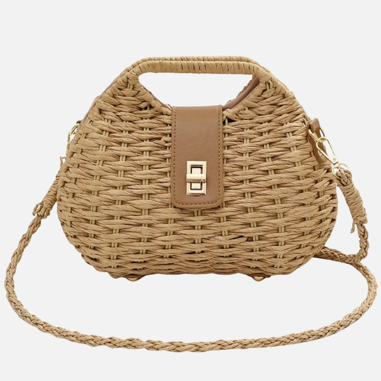 Sac à main bandoulière en paille avec fermoir doré Alessia