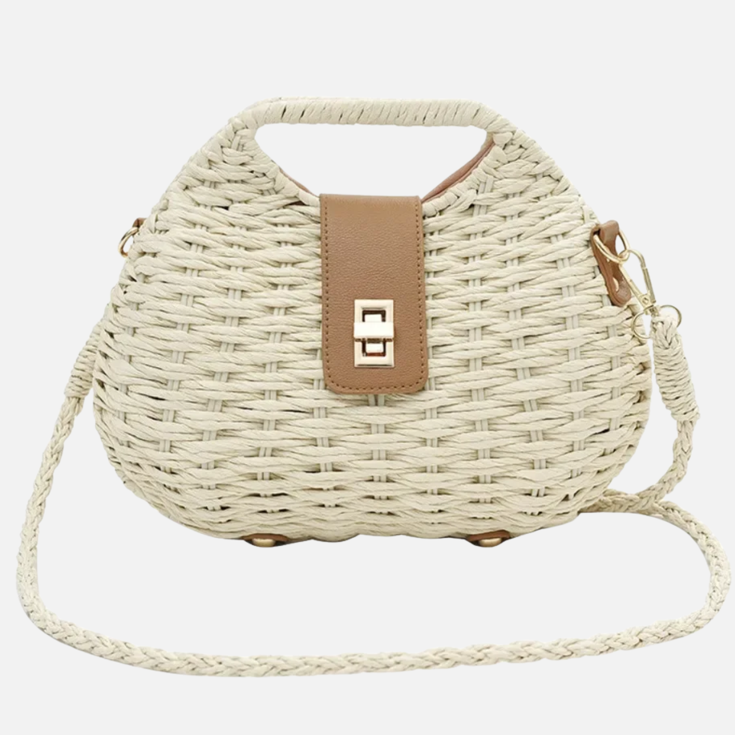 Sac à main bandoulière en paille avec fermoir doré Alessia