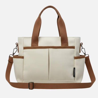 Sac à main cabas multipoches à bandoulière en toile Zoé