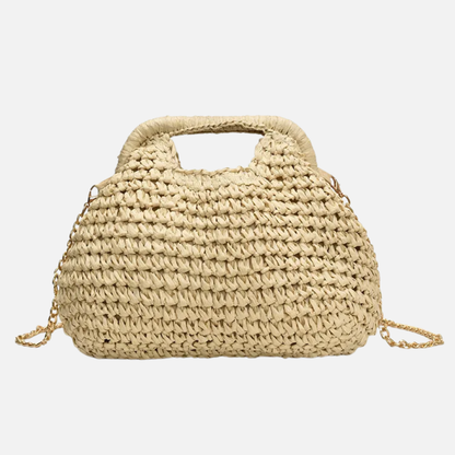 Sac à main en paille avec bandoulière en chaîne dorée Jade