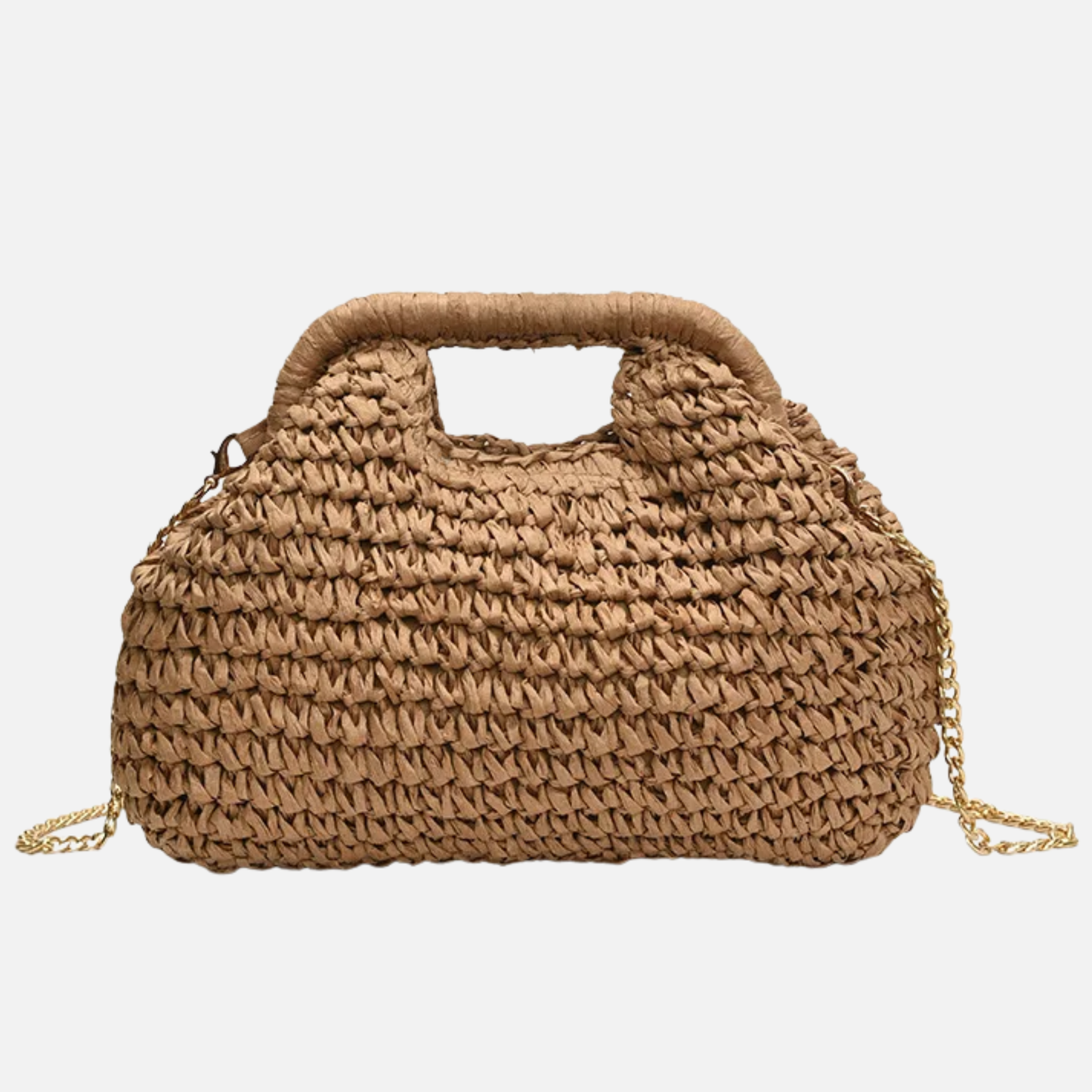 Sac à main en paille avec bandoulière en chaîne dorée Jade