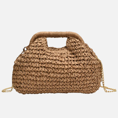 Sac à main en paille avec bandoulière en chaîne dorée Jade