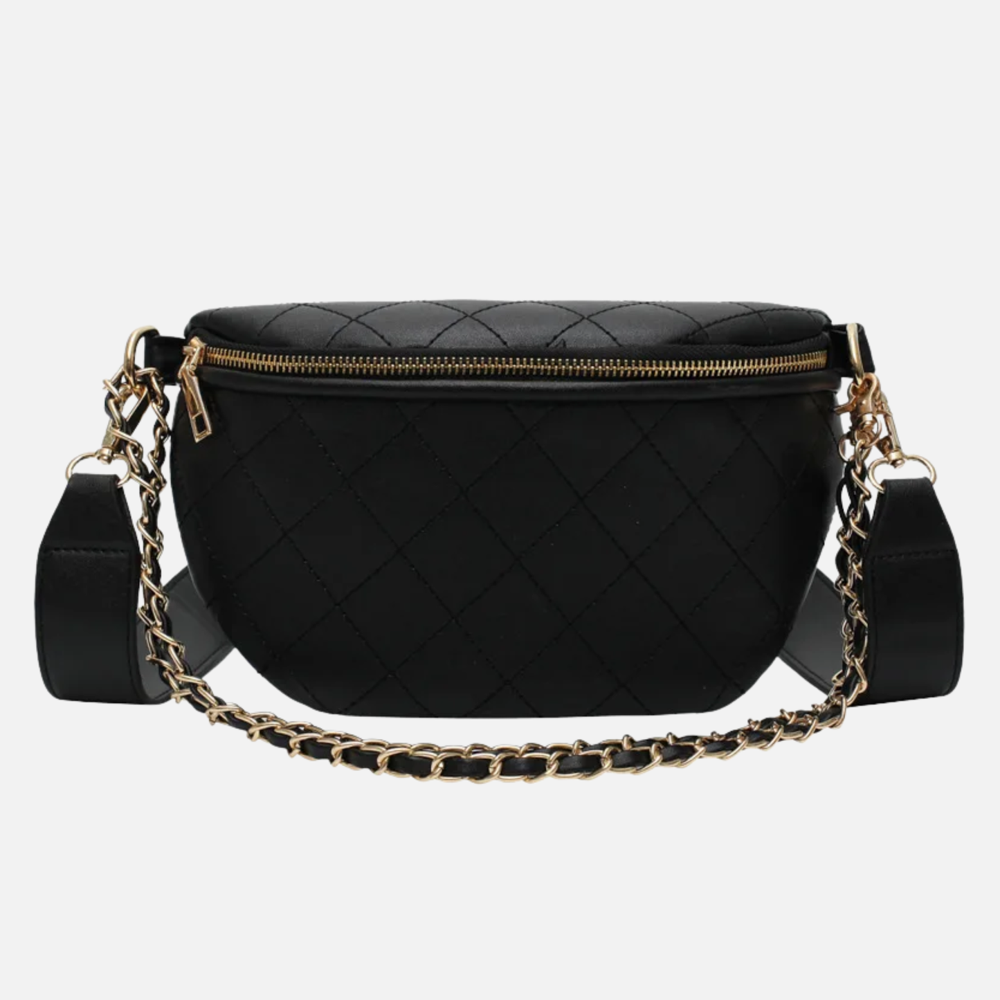 Sac banane bandoulière noir avec chaîne doré Constance