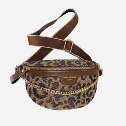 Sac banane léopard en cuir à bandoulière Clémence