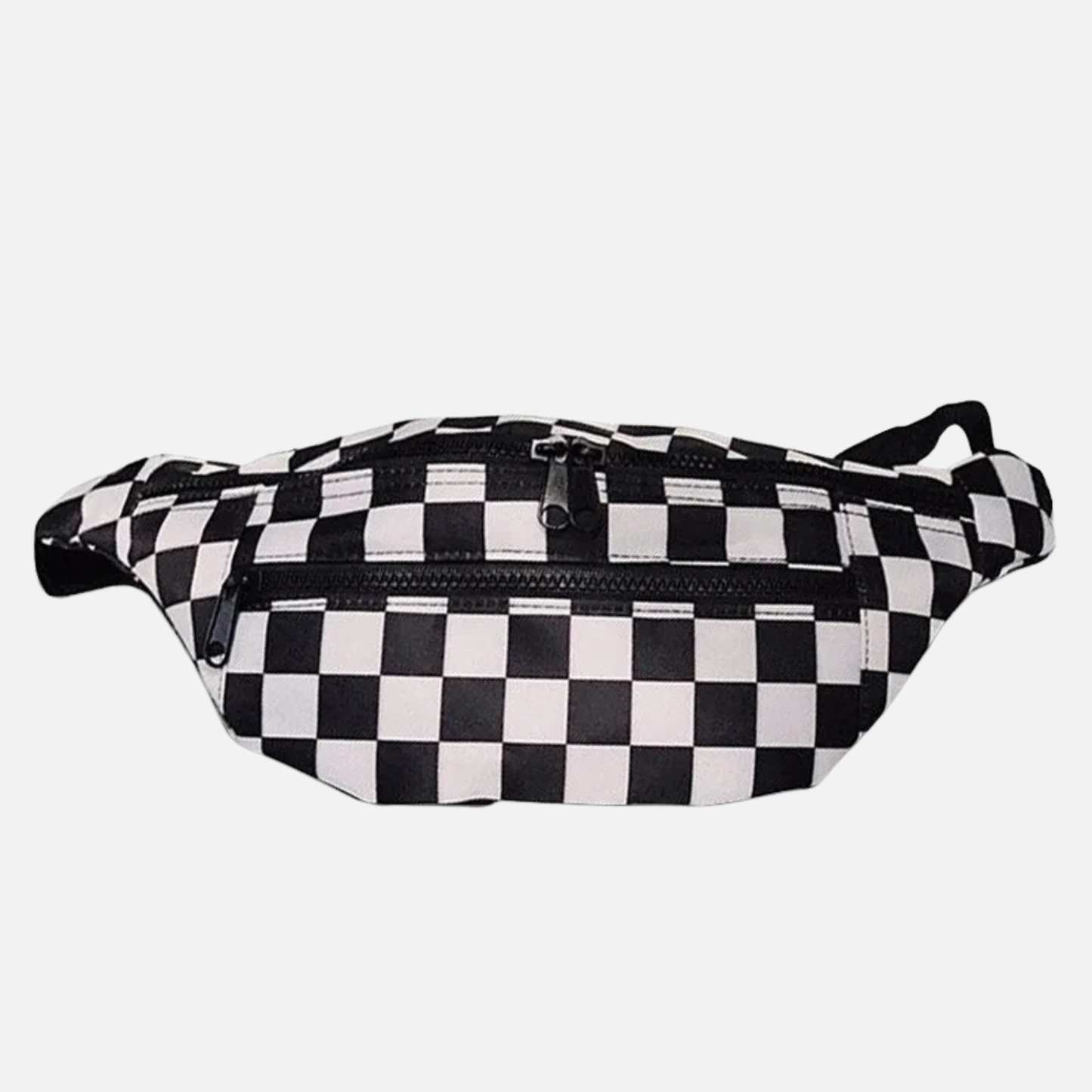 Sac banane tissu en damier noir et blanc Olivia