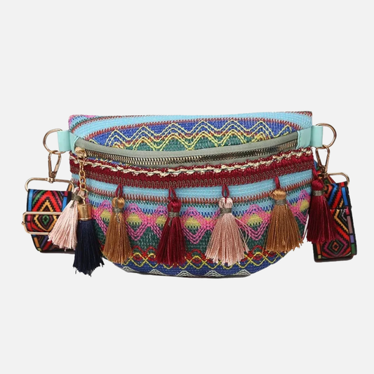 Sac banane tissu vintage à pompon Coline