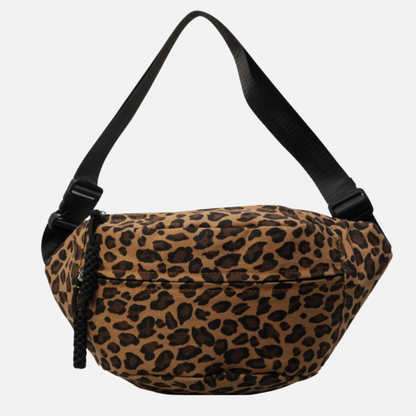 Sac banane vintage en toile léopard avec bandoulière réglable Cyrielle