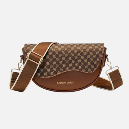 Petit sac à main bandoulière besace demi-lune aux motifs léopard Louna