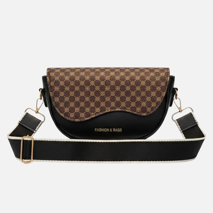 Petit sac à main bandoulière besace demi-lune aux motifs léopard Louna