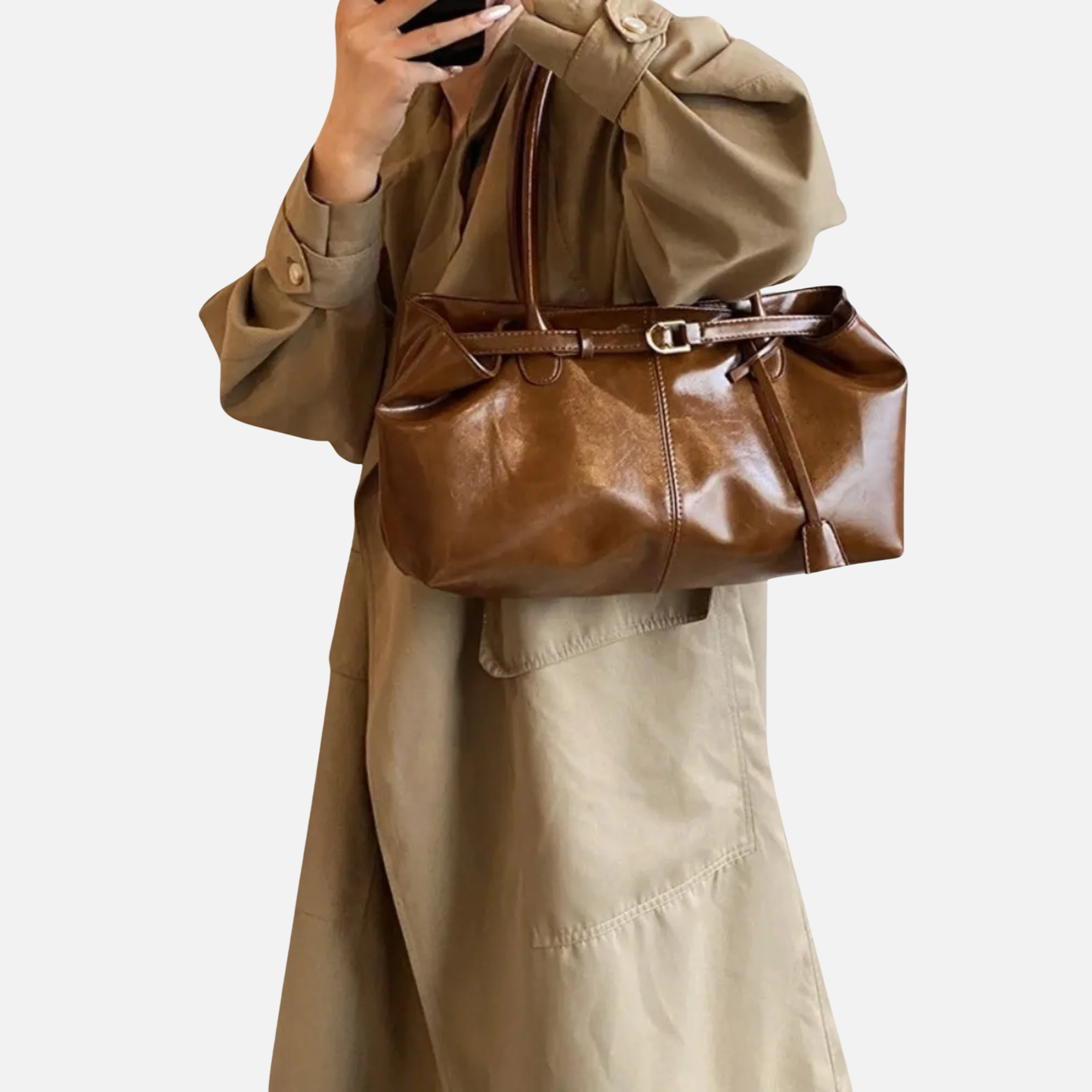 Grand sac à main cabas de cours en cuir synthétique huilé au design vintage et spacieux Sofia